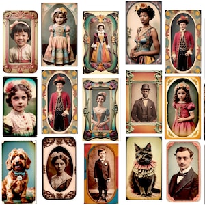 80 tarjetas de gabinete ATC de estilo vintage de hombres, mujeres, niños y mascotas, una colorida variedad de fotos que mejorarán cualquier proyecto