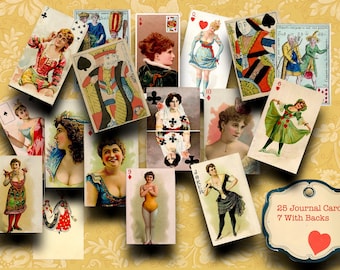 Vintage Playing Cards: Victorian Ladies, Junk Journal Ephemera (Digital Download)