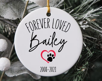Forever Loved Dog Memorial Ornament, Personalized with Name and Date, Pawprint Pet Ornament for Pet Lover, Pet Memorial Gift for Pet Owner