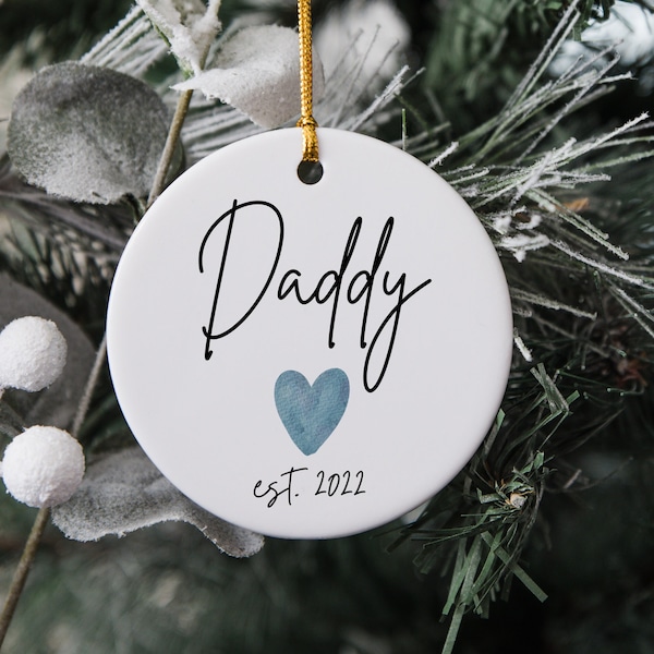Daddy Christmas Ornament - First time Daddy Christmas Ornament- Personalized Daddy Christmas Ceramic - Baby Announcement Ornament