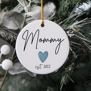 Mommy Christmas Ornament - First time Mom Christmas Ornament- Personalized Mommy Christmas Ceramic  - Baby Announcement Ornament