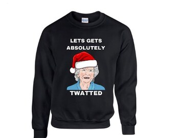 Lets Get Absolutely Twatted Christmas Jumper, available in red or black, Barry Island, funny christmas jumper