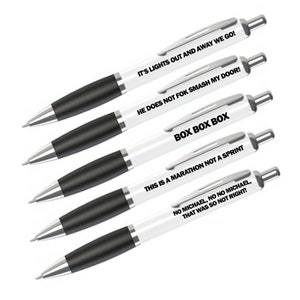 Formula Motor Racing Quote Pens, Lights out, Box box box, Guenther Steiner, Lewis Hamilton