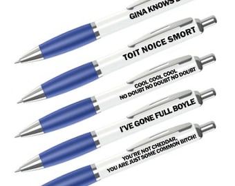 B99 quote themed pen set, gina Knows Best, Cool Cool, Full Boyle, You're not Cheddar,