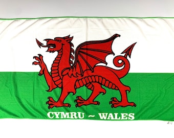 Welsh Flag beach towel, welsh gift, welsh holiday accessory, welsh Christmas, welsh present, welsh Father’s Day, st David’s day