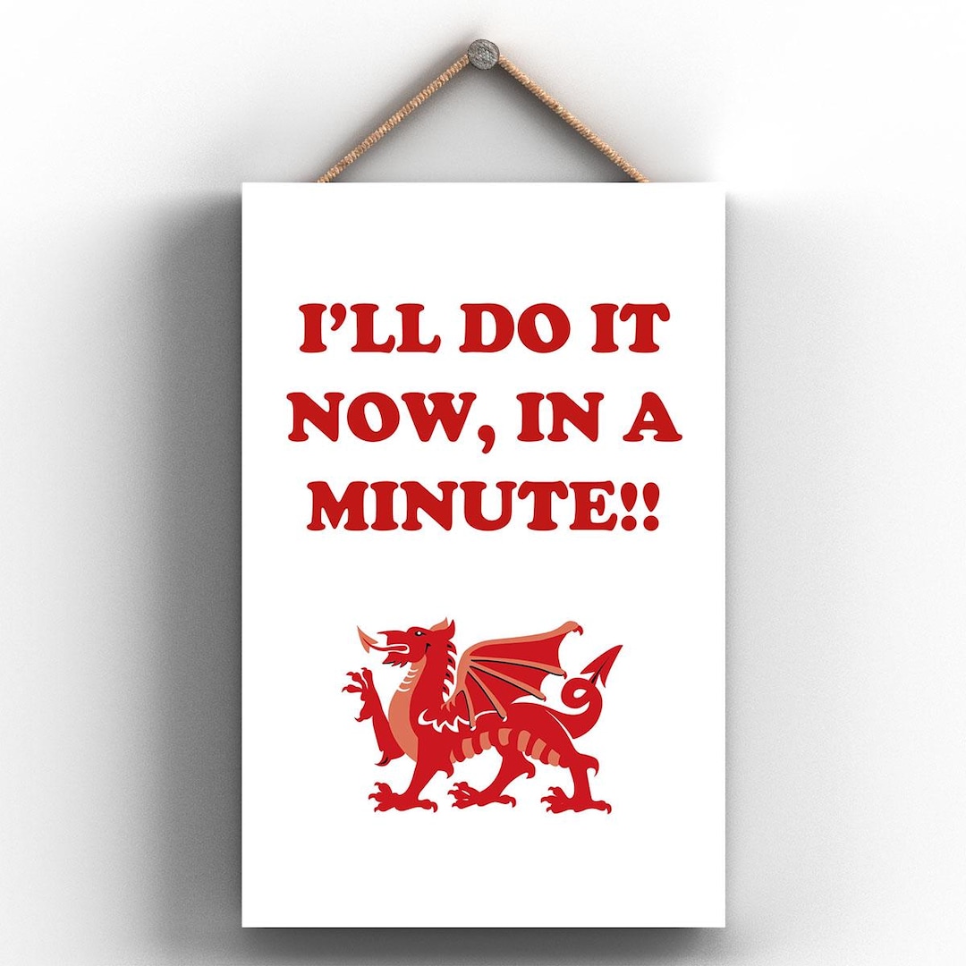 Visual Reference: I Ll Do It Now In A Minute Hanging Sign