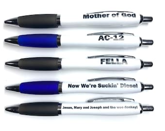Line of duty themed pens, AC-12, Fella, Mother Of God, now we’re sucking’ Diesel, wee donkey, line of duty stocking filler, line of duty