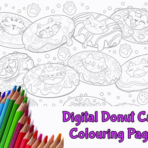 Cute Donut Cats Printable Coloring Page Cute Cat Coloring - Etsy Canada