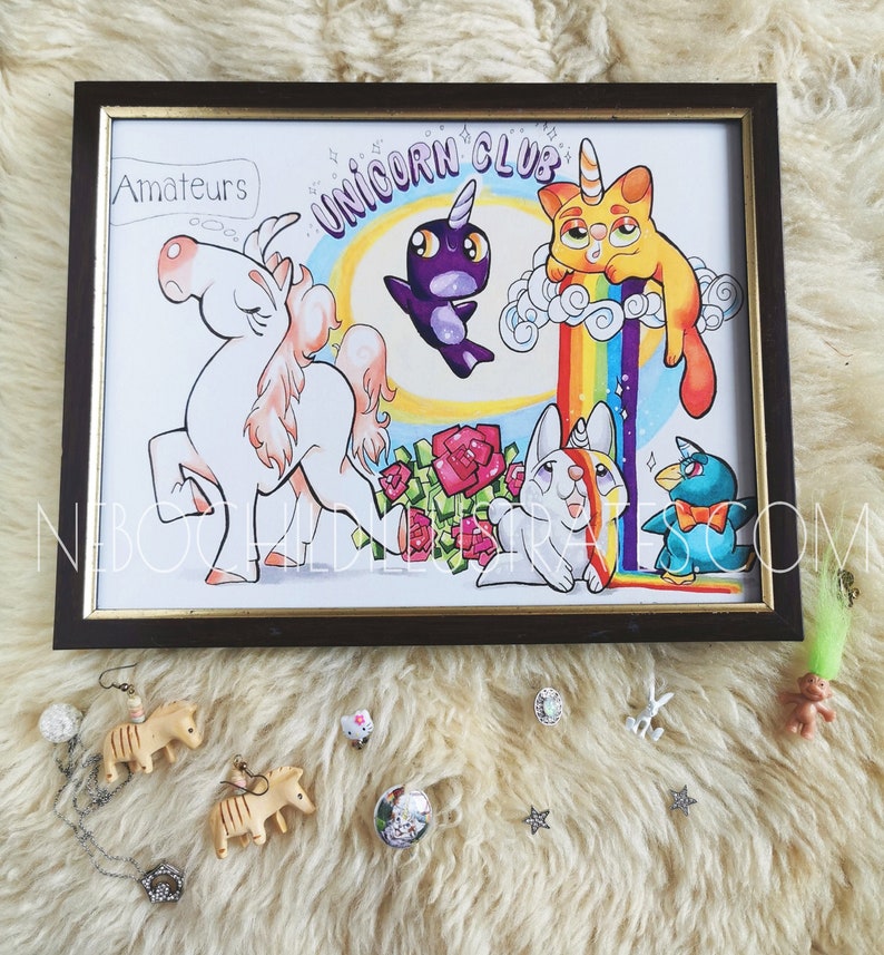 Süße Einhorn Kunstdruck Einhorn-Wand-Dekor für Mädchen | Etsy