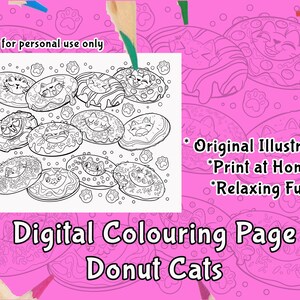 Cute Donut Cats Printable Coloring Page Cute Cat Coloring - Etsy Canada