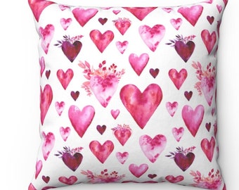 Wite Heart Print, Throw Pillow, Accent Pillow, Valentine Pillow, Living Room Pillow, Bedroom Pillow, Decorative Pillow, Valentine Pillow