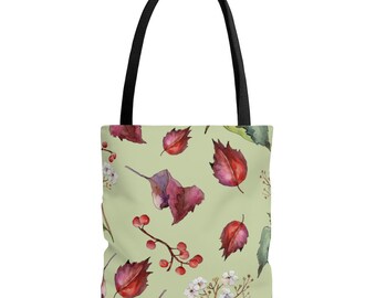 Green Fall Leaf Tote Bag, Grocery Bag, Great Gift for her