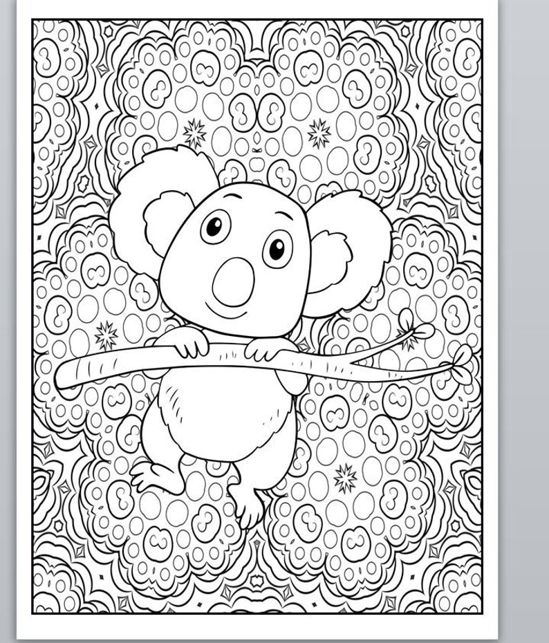 Kids Australian Animals Coloring Book Kangaroo Koala Bear Kids Learning ...