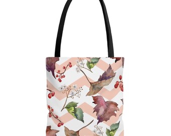 Tote Bag, Artistic Fall Tote Bag, Leaf Print Tote Bag, Great Gift for Her