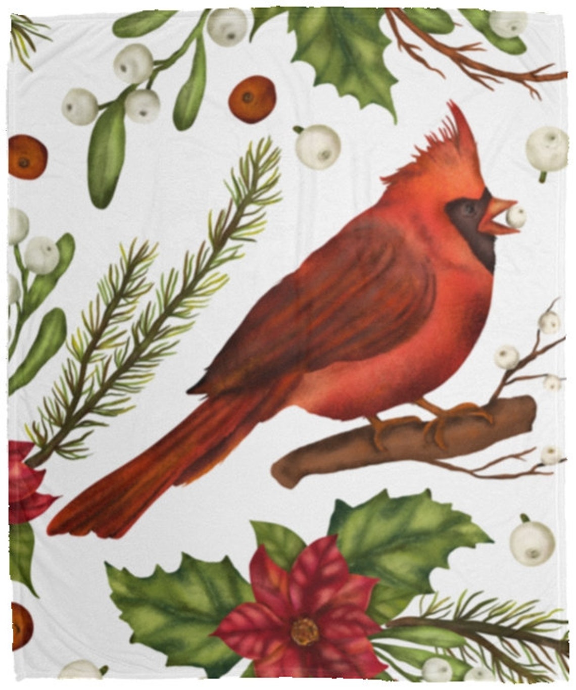 Soft Red Cardinal Bird Print Throw Blanket, Cozy Blanket Perfect for as a Baby Blanket a Kids