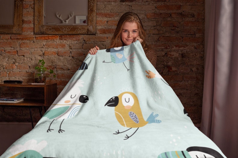 Blue Toucan Bird Print Throw Blanket Cozy Blanket Perfect for Etsy
