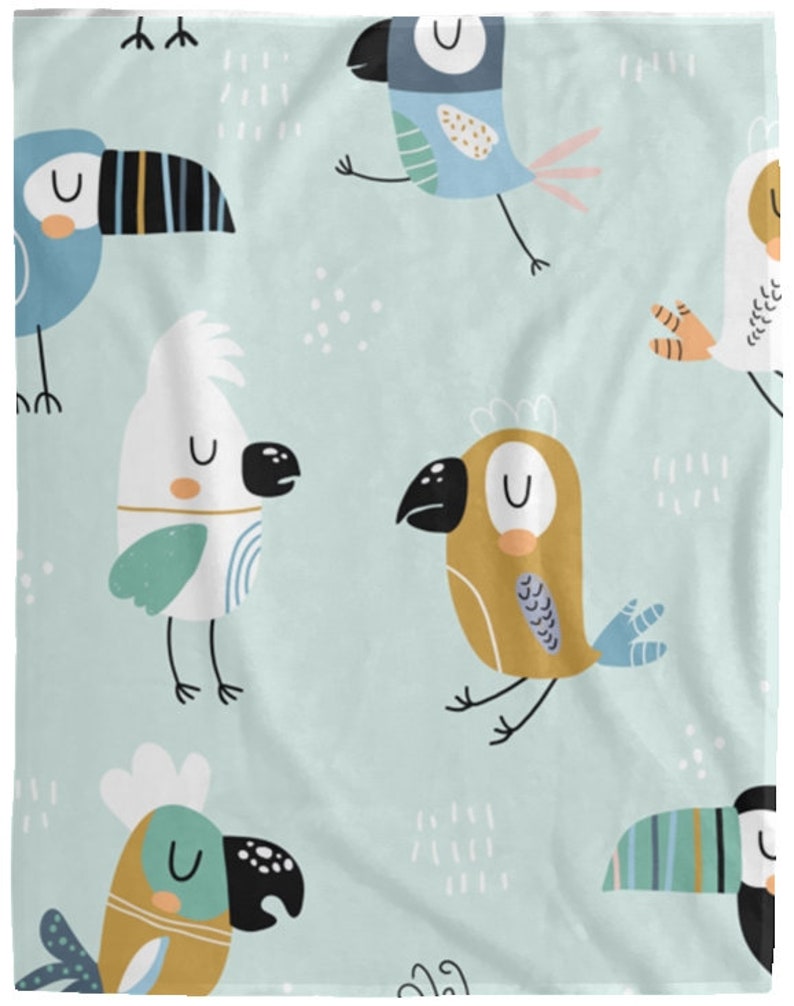 Blue Toucan Bird Print Throw Blanket Cozy Blanket Perfect for Etsy