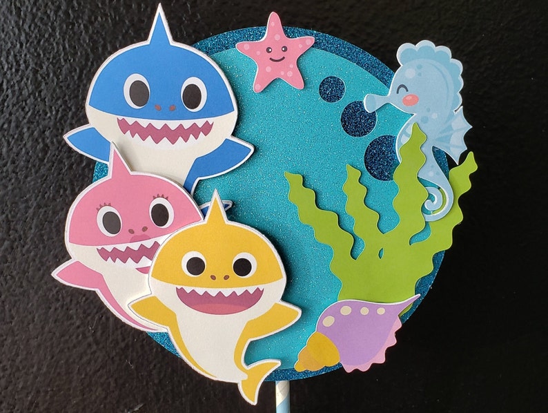 baby shark cake topper baby shark topper baby shark party etsy