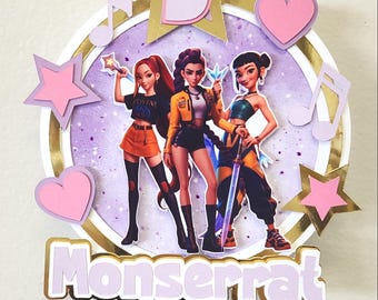 Kpop Demon Hunter Cake Topper, Personalized Birthday Party Decoration