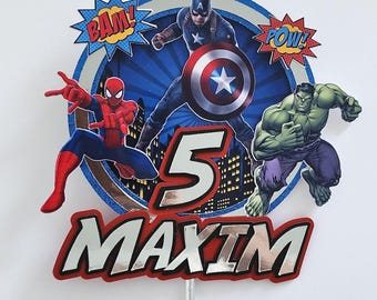 Personalized Superhero Birthday Cake Topper: Avengers Theme