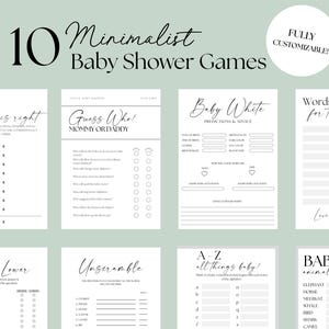 Minimalist Baby Shower Games Bundle, Gender Neutral Baby Shower Sprinkle Activities, Printable Funny Baby Shower Games