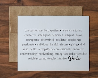 Cartão de felicitações com atributos do médico