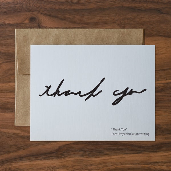 Thank You Physician Handwriting Greeting Card