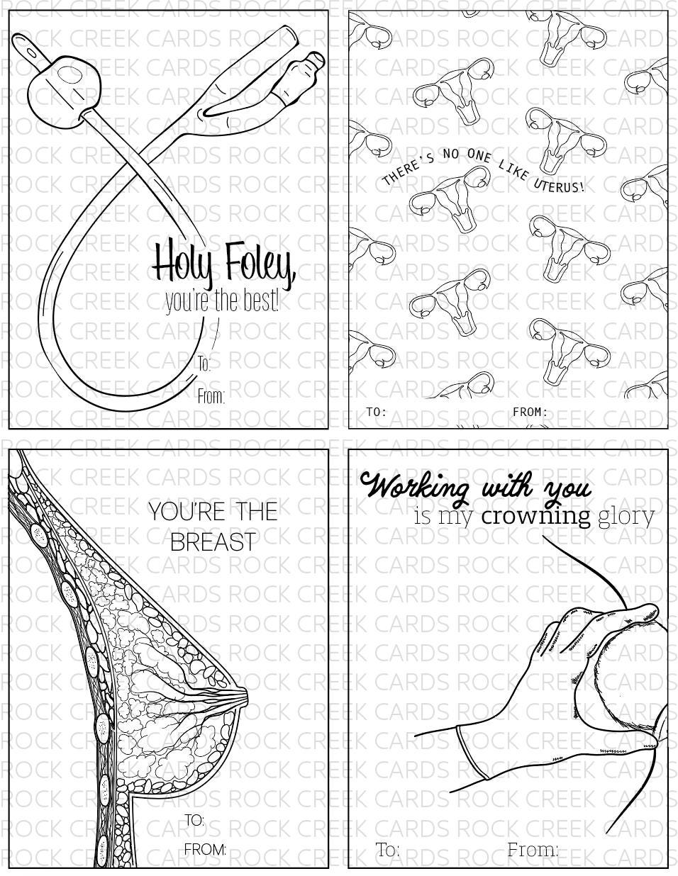 OBGYN Medical Valentine's Day Cards: Printable Cards (digital Download ...