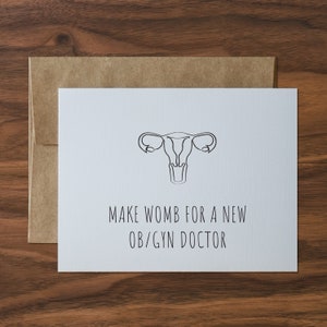 Hacer útero para un nuevo obstetra/ginecólogo... Tarjeta de felicitación - Día del partido, Graduación