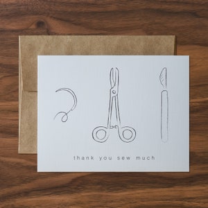 Tarjeta de felicitación "Thank You Sew Much", 3 instrumentos