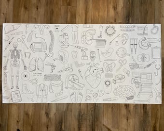 LARGE Medical Coloring Art Banner | Coloring Poster | Art Banner | Healthcare Themed Activity