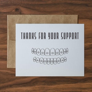 Merci pour votre soutien Carte de voeux, dents/appareil dentaire