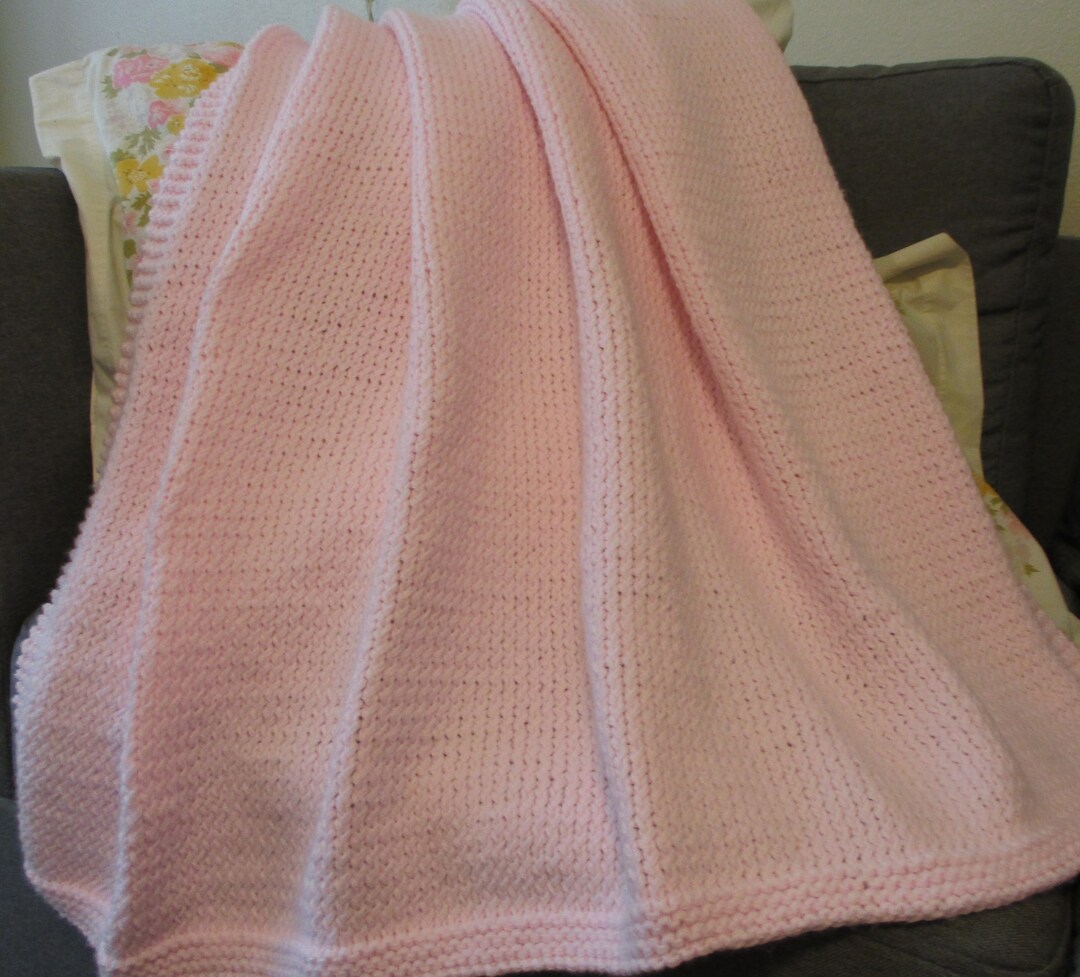 Simplicity Knitted Baby Afghan in Pink 42x42 Inches Etsy