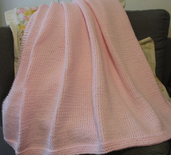 Simplicity Knitted Baby Afghan in Pink 42x42 Inches Etsy