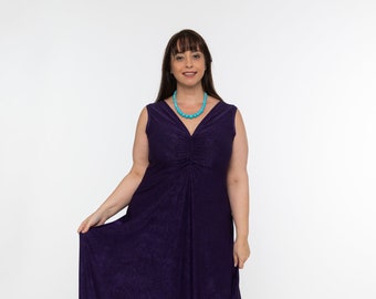 Purple Feminine  Elegant V-neckline Maxi Tank Dress