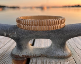 Nantucket Basket Bangle - Double Stave, Natural Woven Design