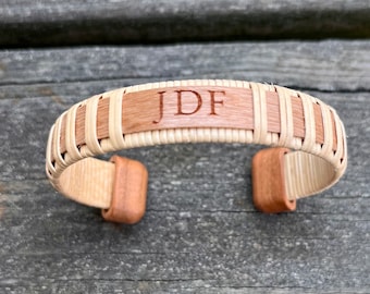 Laser Engraved Cherry Wood Nantucket Cuff Bracelet