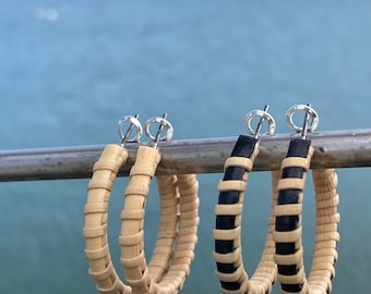 Nantucket Lightship Basket Hoop Earrings