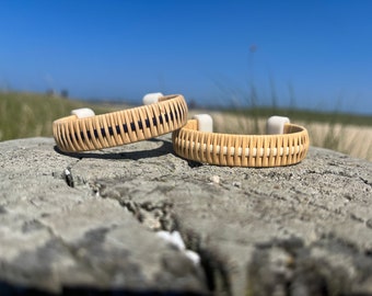 Striped Cuff Bracelet with Corian End Caps