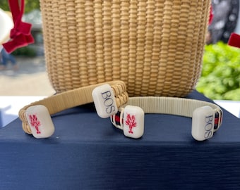 Nantucket Korbarmband - Scrimshaw Monogramm, Cape Cod Stil