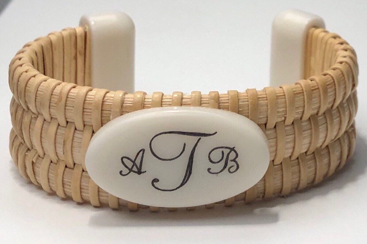 3/4 Custom Nantucket Basket Bracelet With Corian Oval and End - Etsy