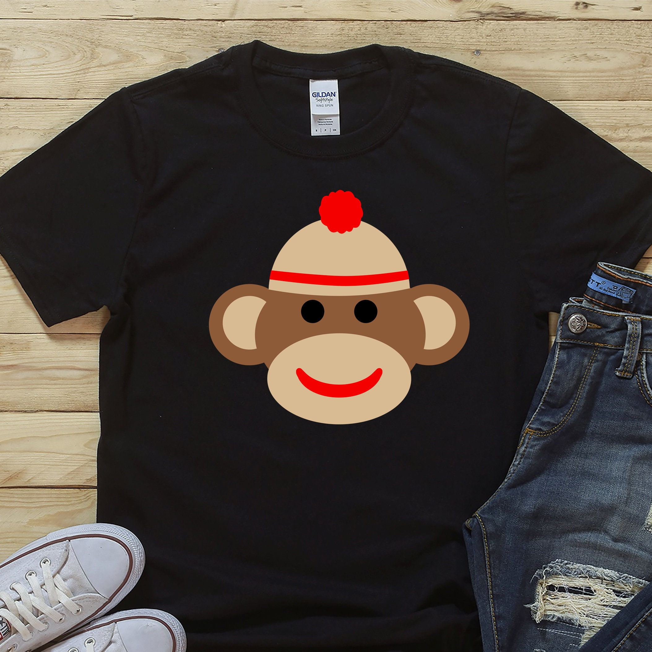 Monkey with Beanie Hat / Shirt / Monkey Shirt / Funny Monkey / Etsy