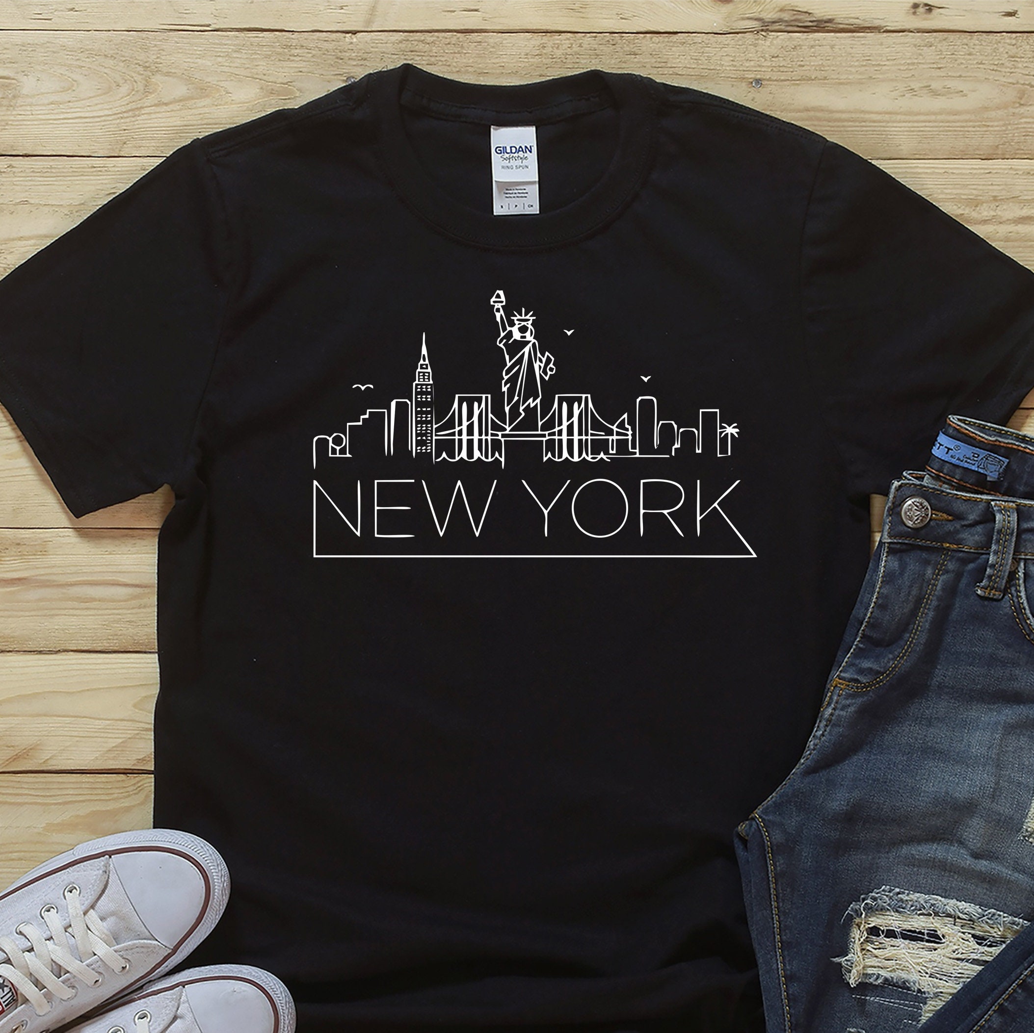 New York Skyline Artwork / Shirt / New York Shirt / New York | Etsy