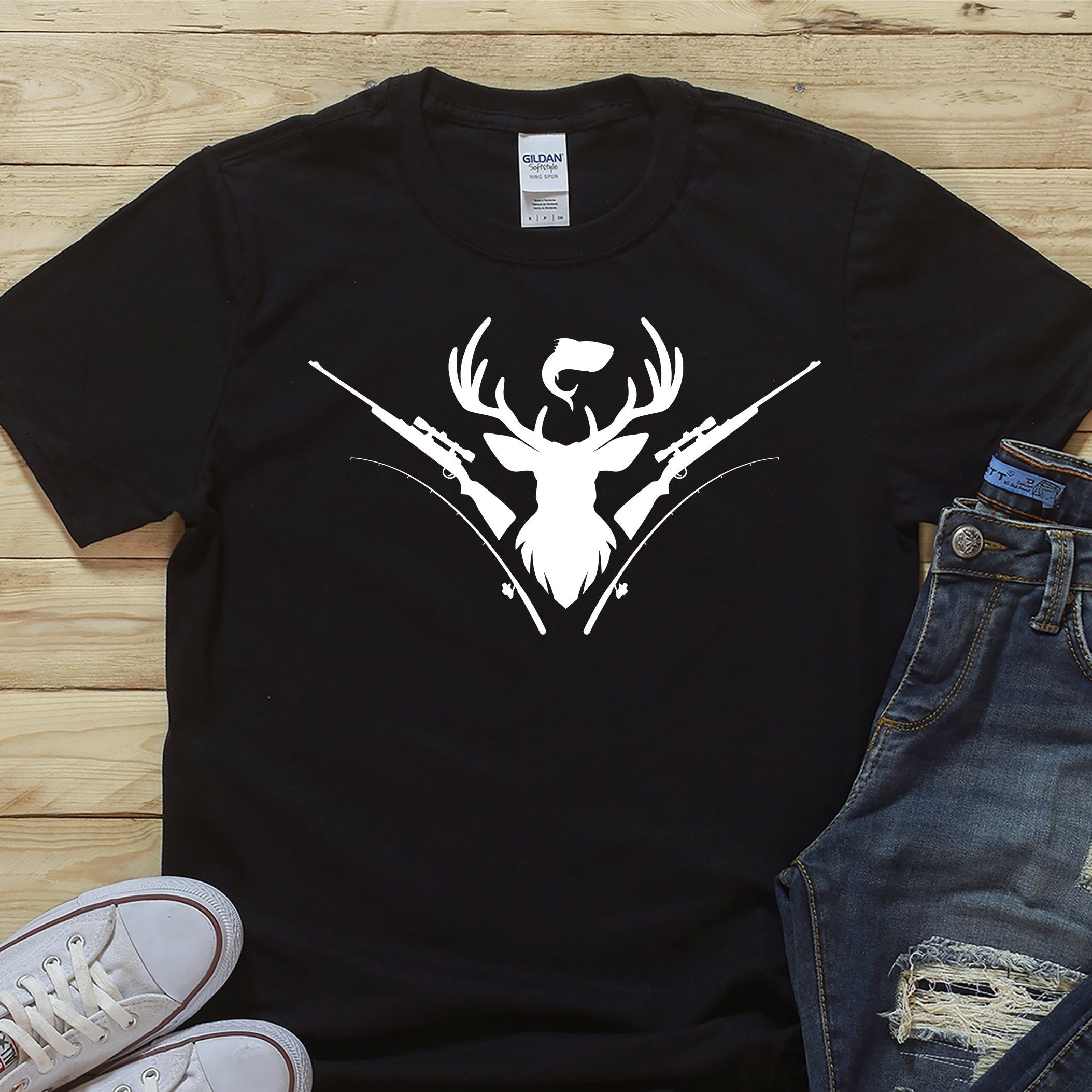 Fish And Shed Deer Hunting / Shirt / Deer Shirt / Deer Head / Etsy