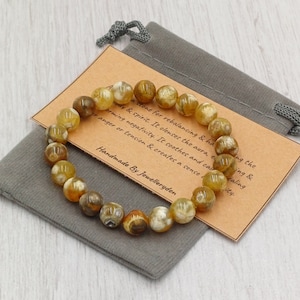 Bracciale AGATA DI FUOCO elasticizzato fatto a mano con sacchetto regalo e biglietto di cristallo con pietra preziosa 8 mm