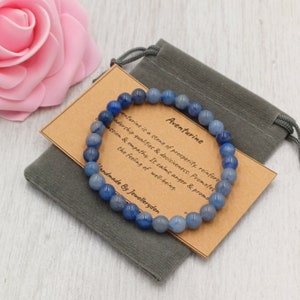 BLUE AVENTURINE Bracelet Stretch Fit Handmade With Gift Bag & Card Crystal Gemstone 6mm