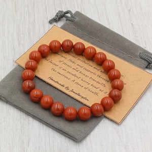 RED JASPER Bracelet Stretch Fit Handmade With Gift Bag & Card Crystal Gemstone 8 mm