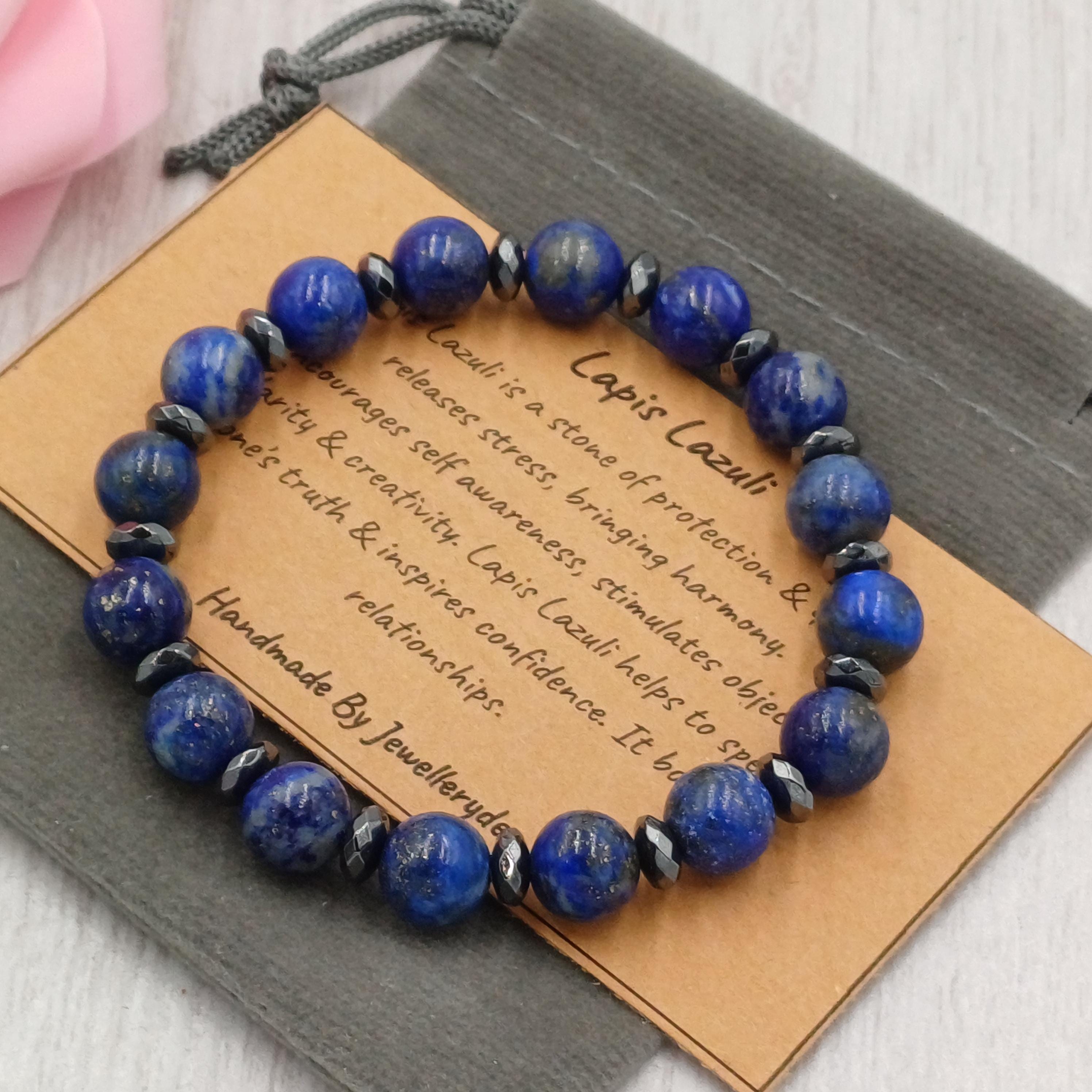 Bracciale In Pietra Naturale Di Lapislazzuli - 8mm - Foto 8