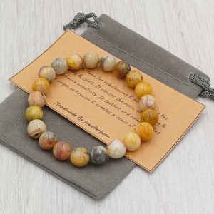 CRAZY AGATE Bracelet Stretch Fit Handmade With Gift Bag & Card Crystal Gemstone 8mm