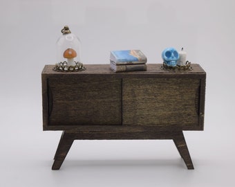 SVG File Dollhouse Miniature 1/12 Mid Century Credenza Cabinet Table for Cricut Maker